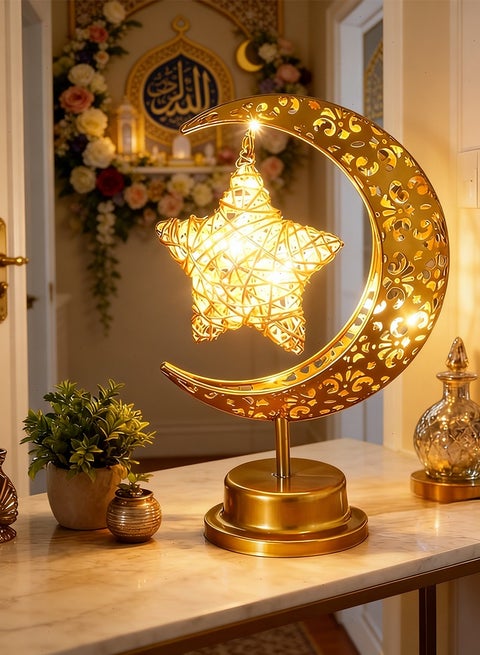 Ramadan Lights, battery-powered Ramadan table lamps, warm white Ramadan night lights are ideal Ramadan decorations, perfect for dining tables, bedrooms, and living rooms.